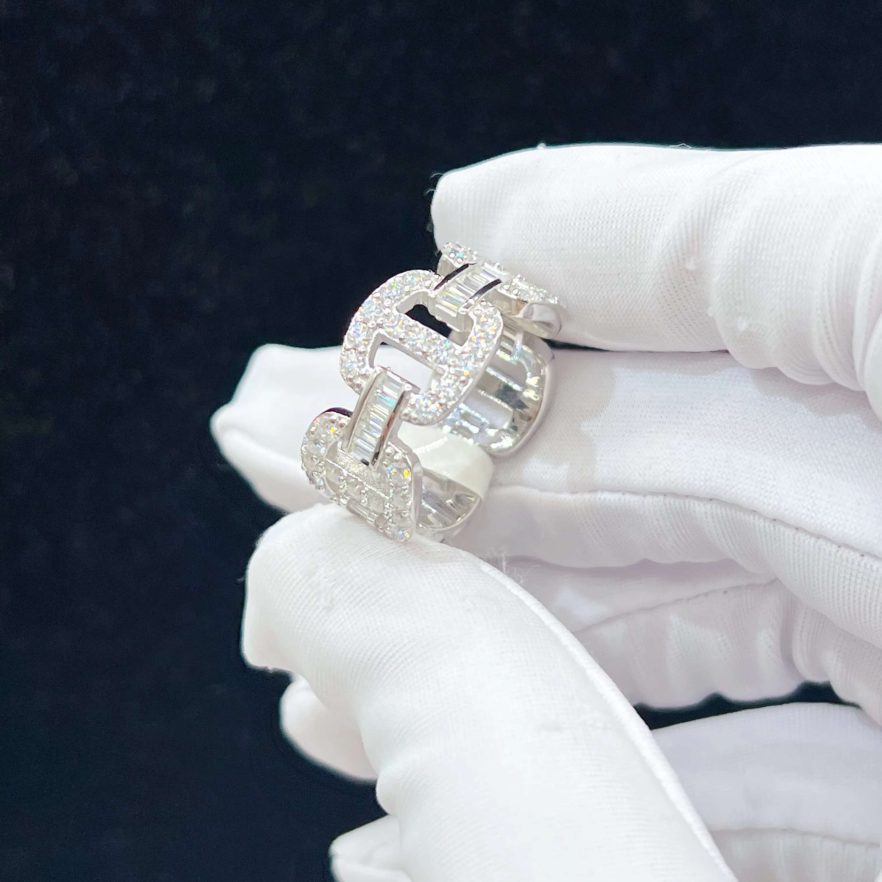 New Fashion Pass Tester Diamond Gold Plated Ring Iced Out Hip Hop Luxury Moissanite Jewelry Ring