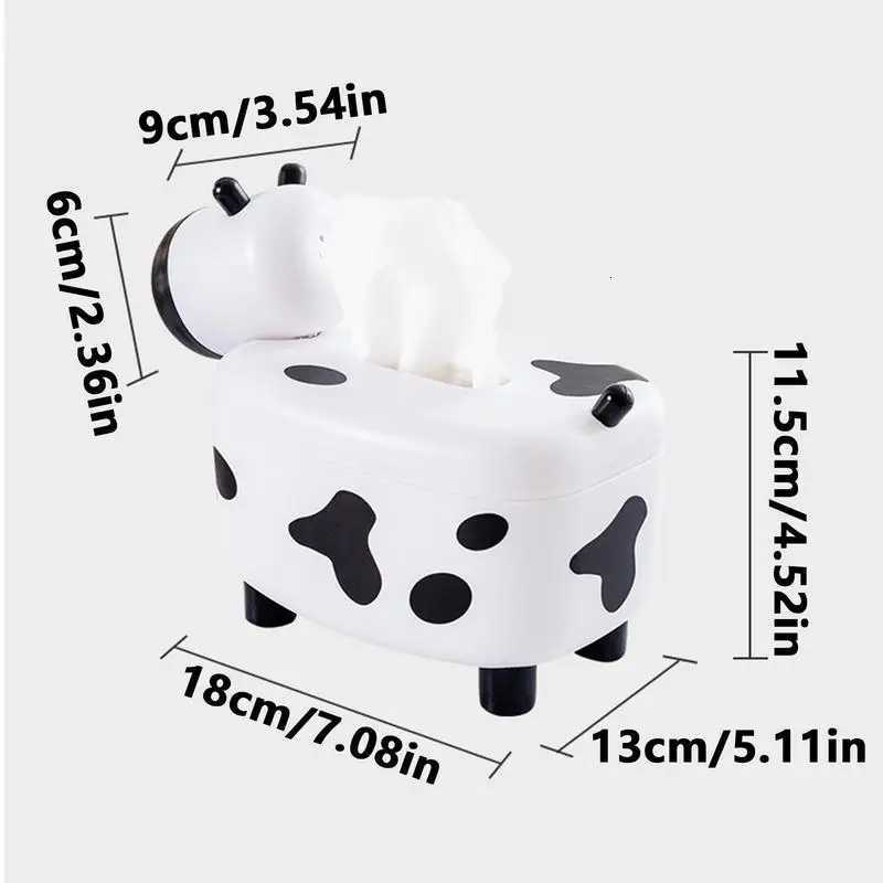 2 In 1 Tissue Box Holder With Toothpick Dispenser Cow Shaped Desktop Paper Organizer Napkin Storage Box Home DecorationM251124