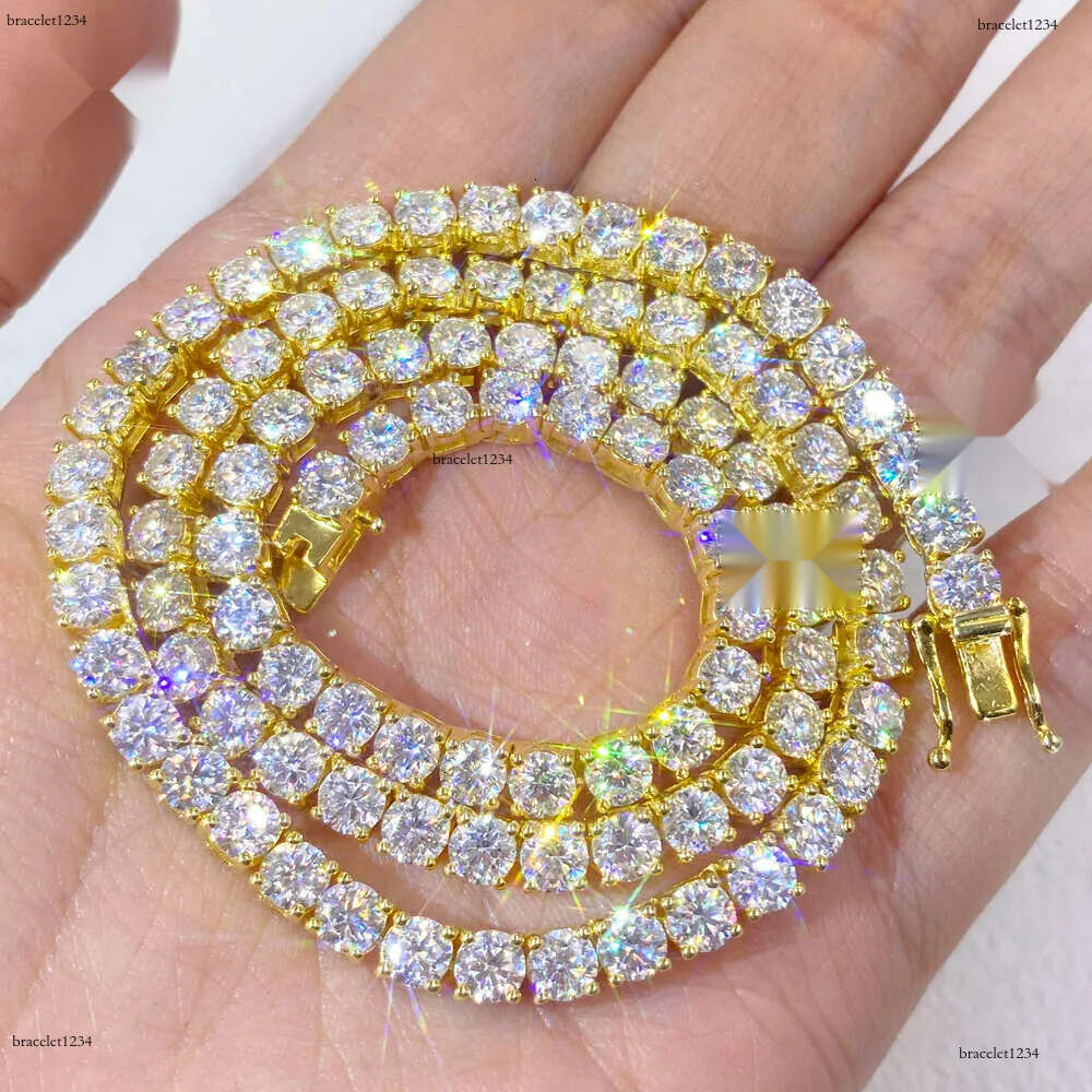 Hot Sale Hip Hop Iced Out Jewelry Fashion Dia Necklace S Sier 2MM 3MM 4MM 5MM Vvs Moissanite Tennis Chain