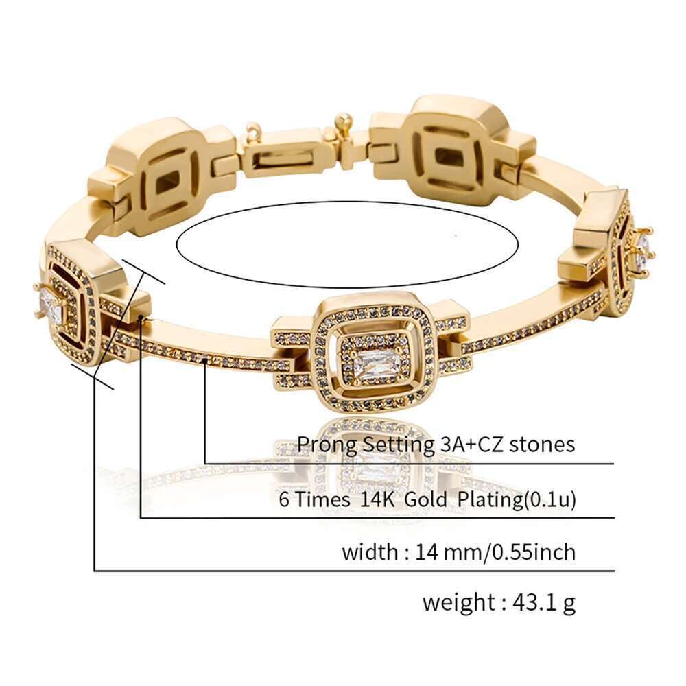 TOPGRILLZ New Fashion Baguette Bracelet Ice Micro Pave Cubic Zirconia High Quality Hip Hop Punk Style Jewelry For Women