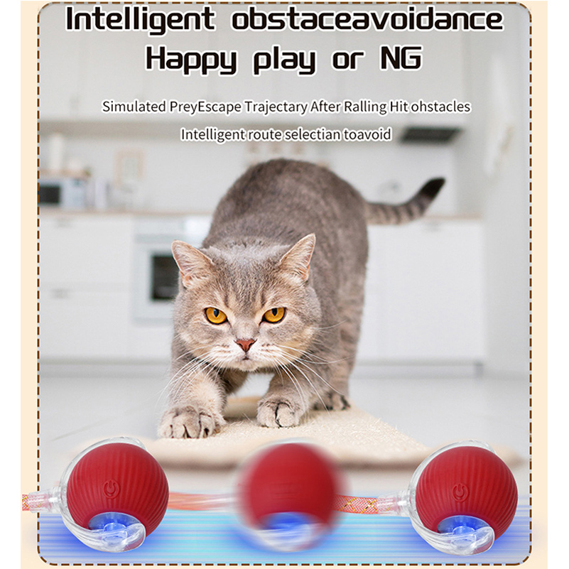 Cat Toys Interactive Cat Toy Ball for Indoor Cats Automatic Moving Ball with Tail Rolling Bouncy Balls Toy for Kittens