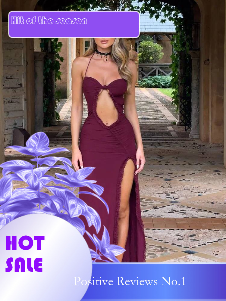 Dongdumaoyi Townlike Print Slim Bodycon Dress Women Spaghetti Strap Spring Summer Backless High Split Sexy Party Dresses