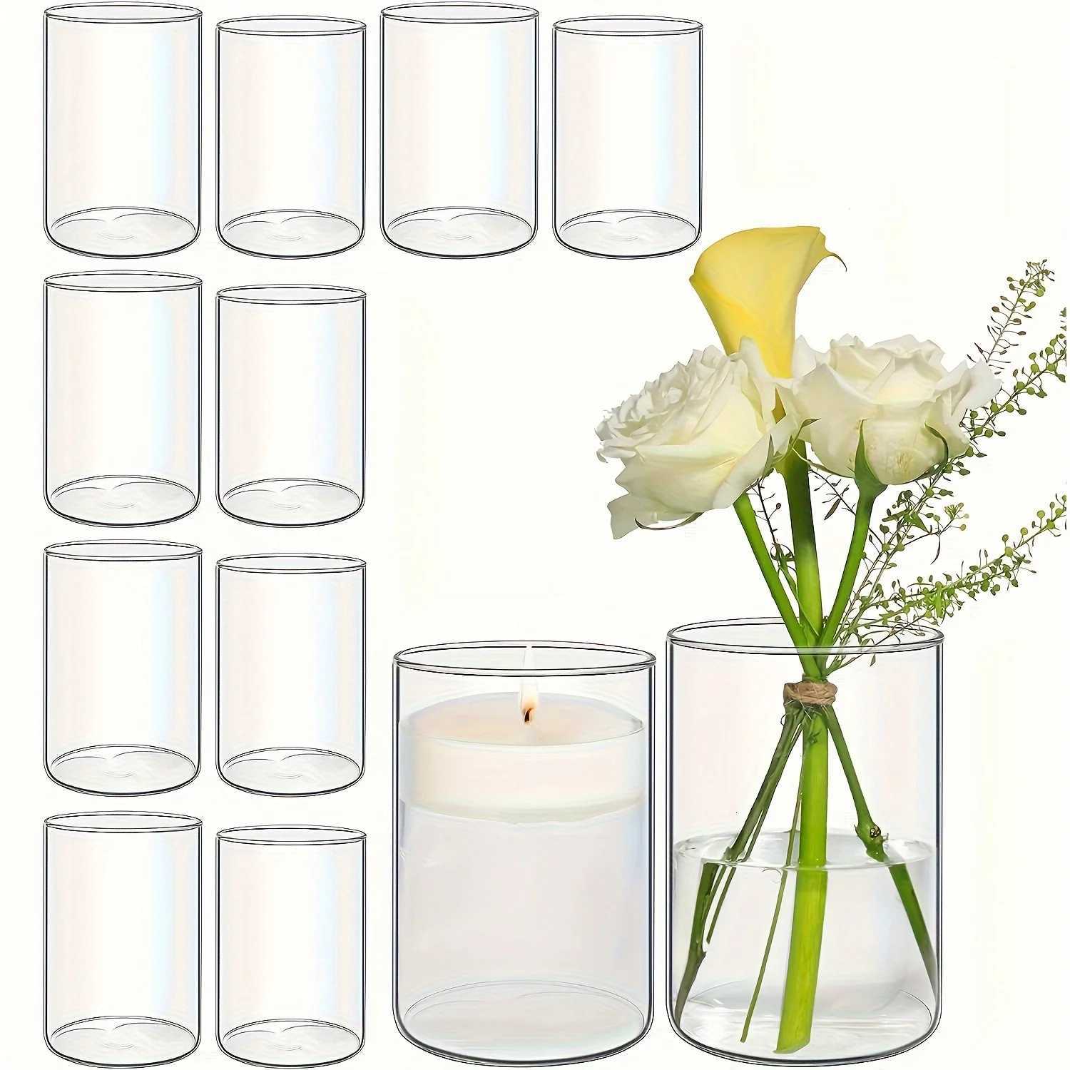 Glass Cylinder Vase 55 6 Tall Clear Vase Hurricane Candle Holder for Wedding Party Home Decor C251124