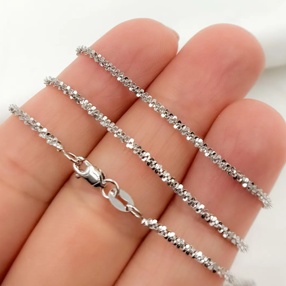 Vintage 925 Sterling Silver Margarita Chain Sparkling Twisted Rope Fancy Chain Necklace