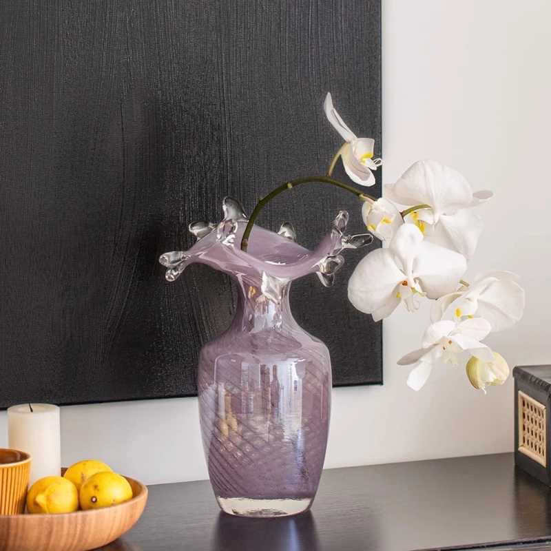 Light Luxury Purple Glass Vase Decoration Hydroponics Flowers Living Room Desktop Flower Arrangement Decoration C251124