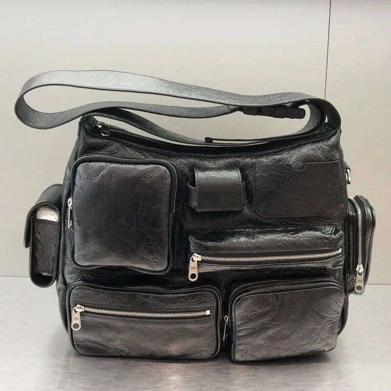 Designer Bag High-Quality Soft Leather Tote For Women's Luxury Design Y2k Motorcycle Bag Multi-Pocket One-Shoulder Handbag And Purse