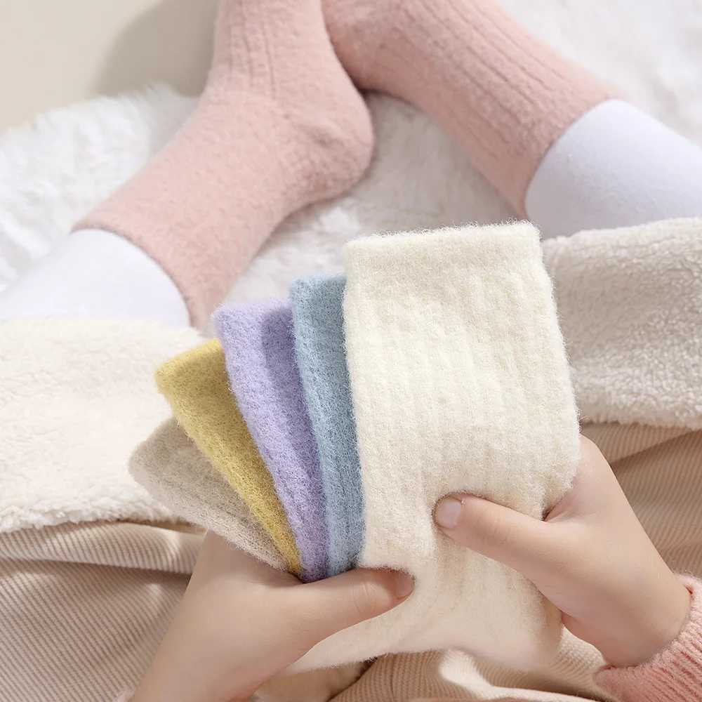 4 pairs of childrens socks for autumn and winter babys fleece socks for warmth thickening boys and girls looped socks wit G251124
