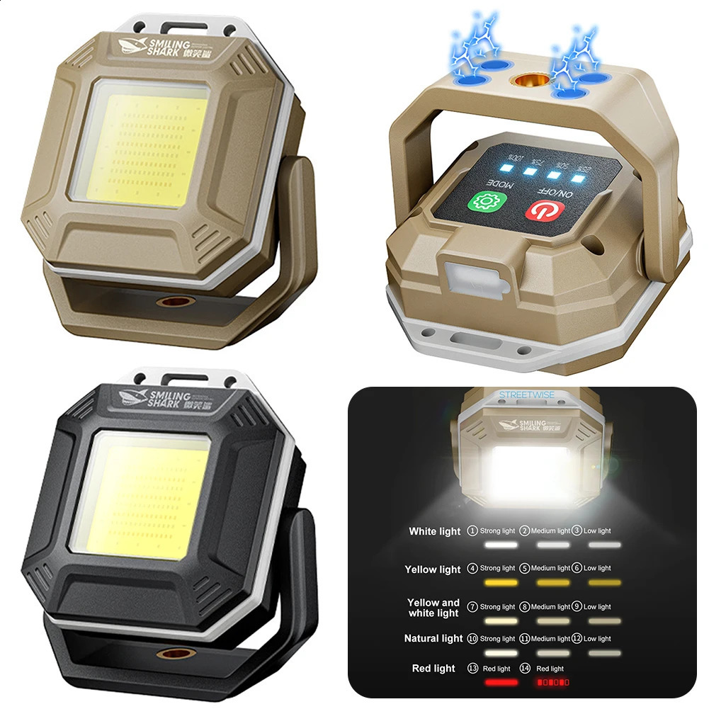 COB LED Work Light Rechargeable Flashlight with Magnetic Base Inspection Light Waterproof Torch Light for Outdoor Camping Hiking 250423