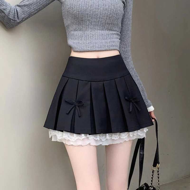 Korean style fashionable sweet high waisted college style pleated womens clothing M250424