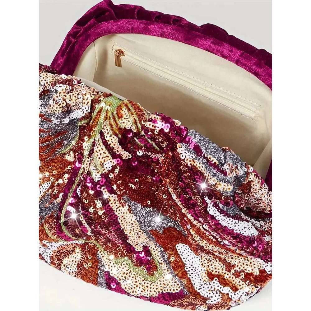 Designer Bag Exquisite Dazzling Women Rose Red Bag Random Pattern Evening Party Clutch Purses Messenger Bags