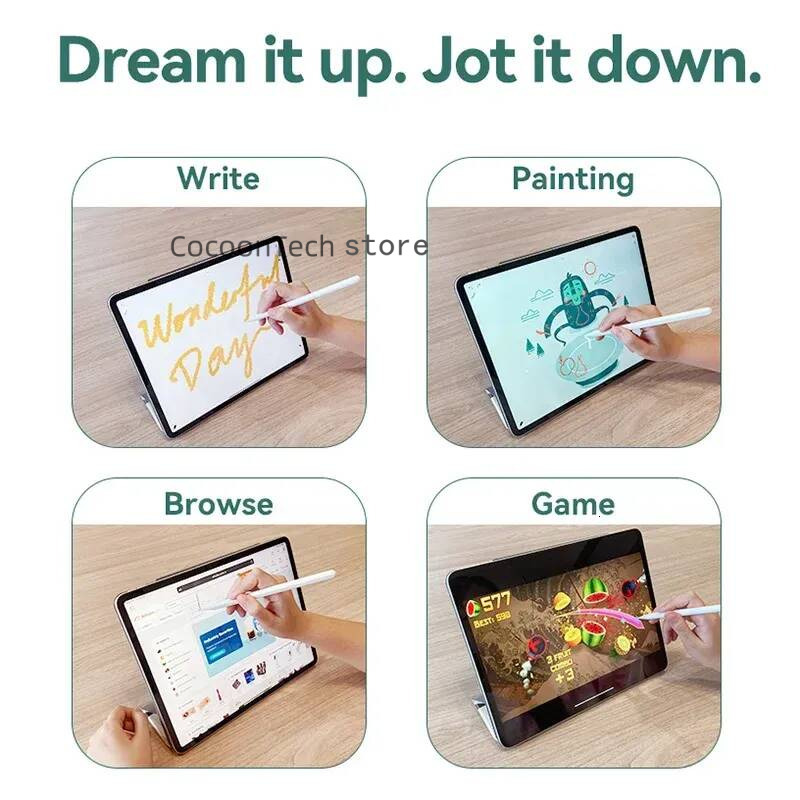 Wireless Charging Pencil 2 Touch Screen Pens for Pad Pro 3rd 11 12.9 Mini 6 Air 5th 6th 2nd Generation With Animated Pop-up Stylus Pen Magnic Attracti