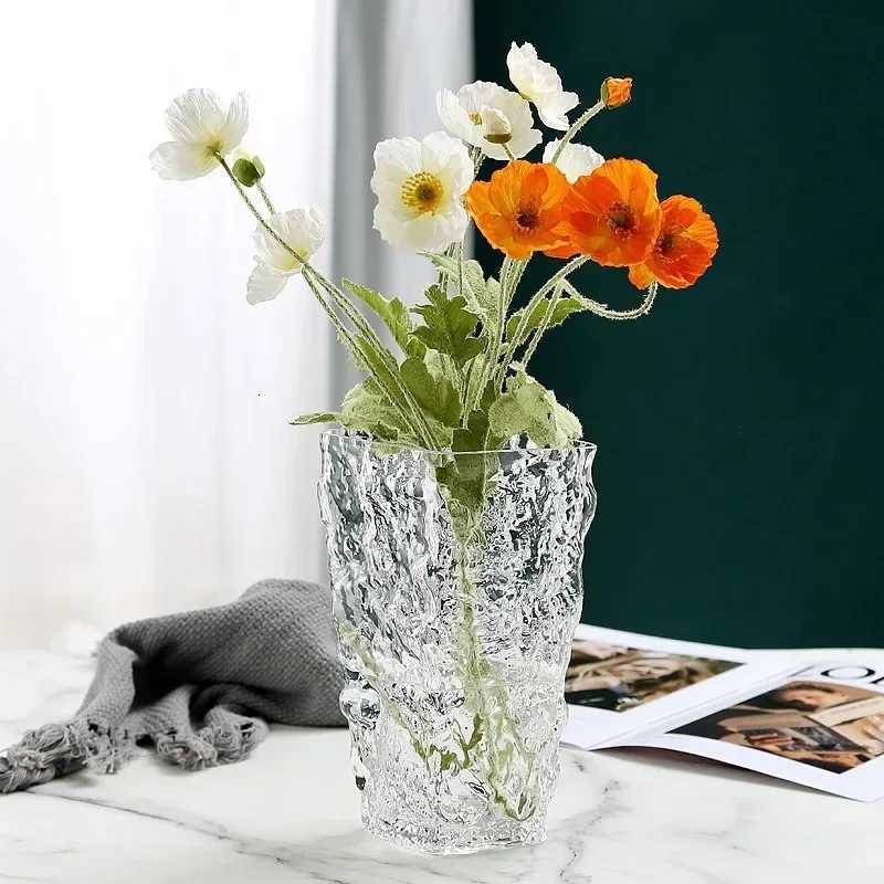 Finnish Glacier Vase Nordic Simple Transparent Glass Flower Hydroponic Decoration Flower Light Luxury Table Flower Arrangement C251124