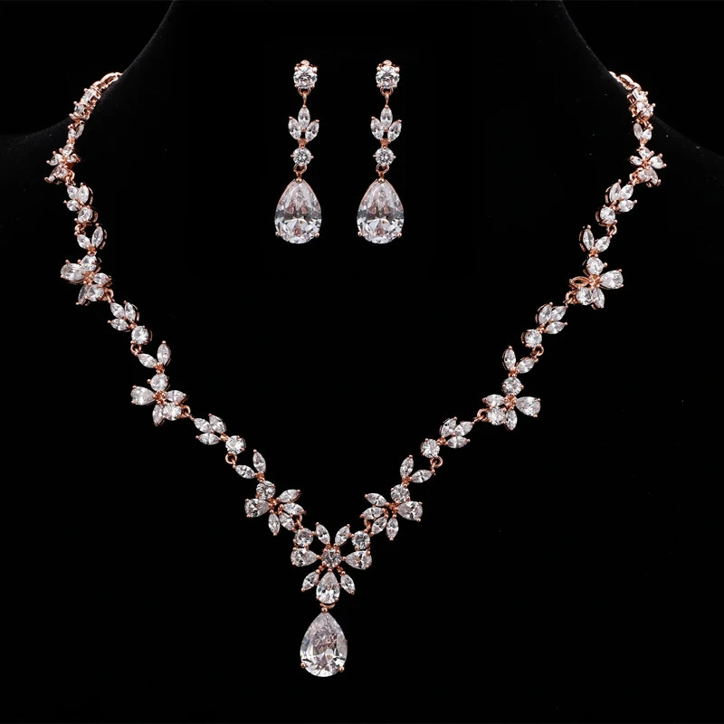 GMGYQ Classic Gorgeous 5 Colors Options Crystal Water Drop Jewelry Party Wedding Jewelry Sets For Elegant Women 250417