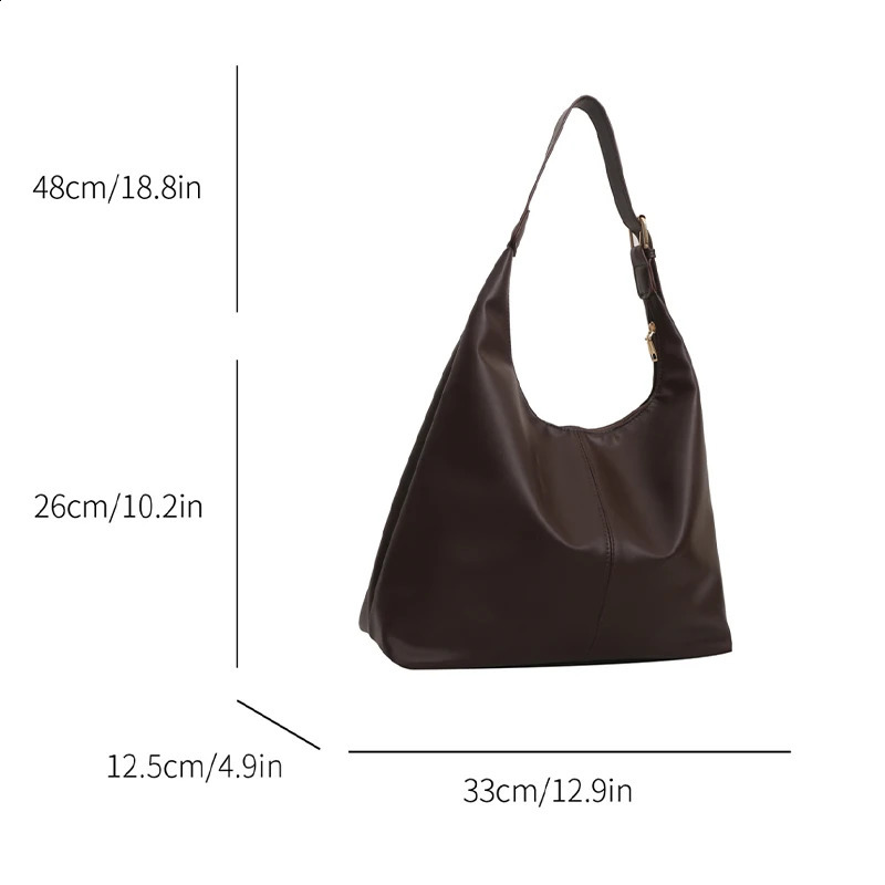 Trendy Casual Soft PU Womens Handbags Solid Color Large Capacity Female Shoulder Bag Retro Tote Bag For Commute Shopping R250424