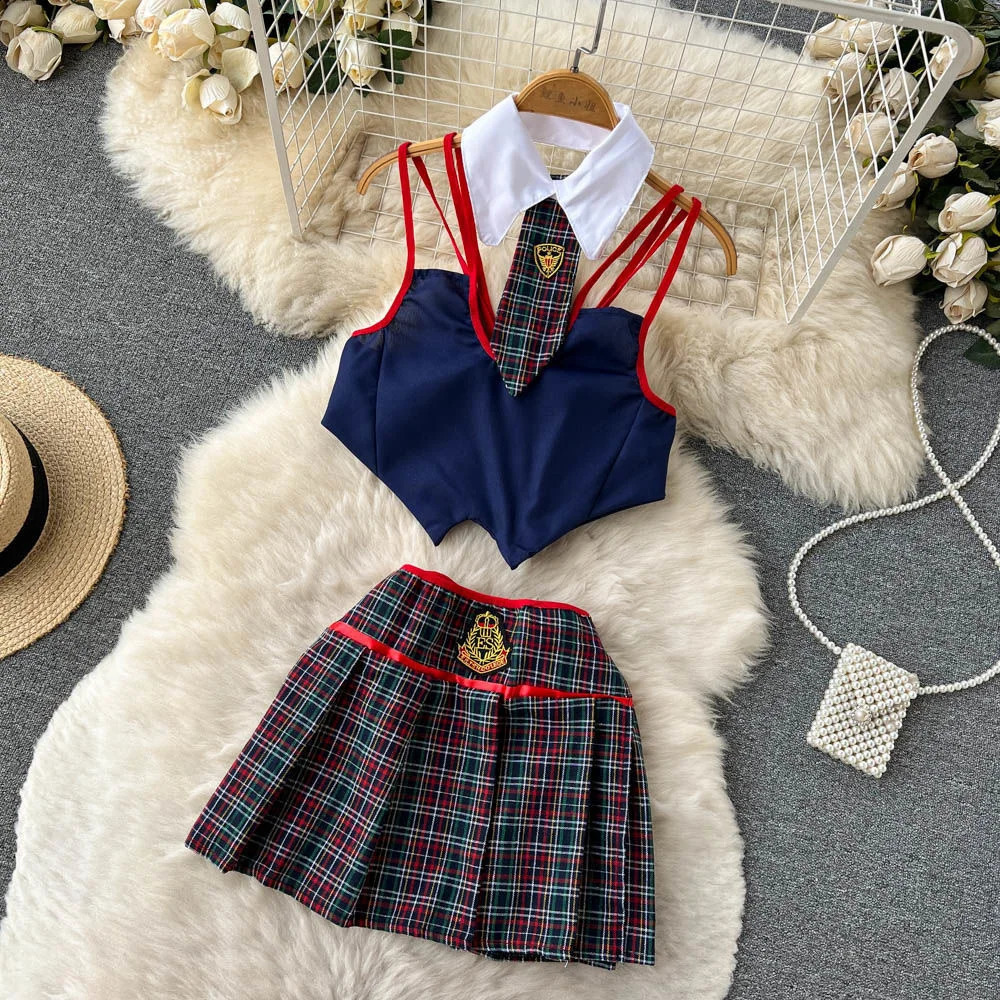 Bow sleeveless Camisol crop top lingerie 2-piece set with d skin spicy girl role-playing outfit Y2K sexy toy womens clothing 250422