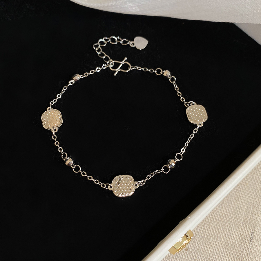 European and American Cross-Border Glossy Square Plain Silver Fashion Simple Versatile Elegant Bracelet Niche Design Sense Jewelry for Women - view 7