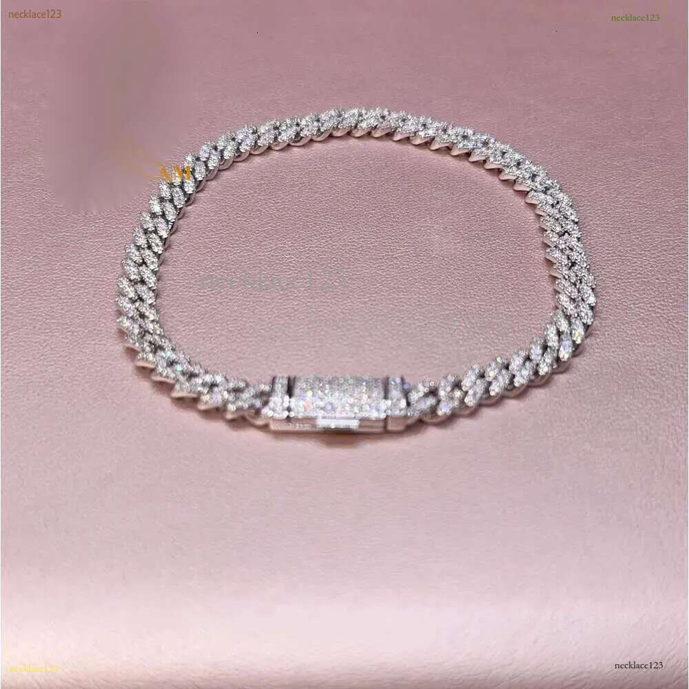 Fashion Hip Pop Jewelry 9mm Width Sier Plated Iced Out Cubic Zirconia Brass Cuban k Chain Bracelet