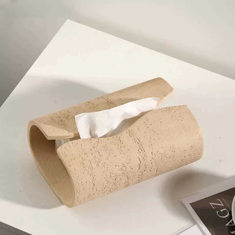 Vintage Cave Stone Tissue Box Resin Coffee Table Napkin Paper Organizer for Bathroom Living Room Home DecorationM251124