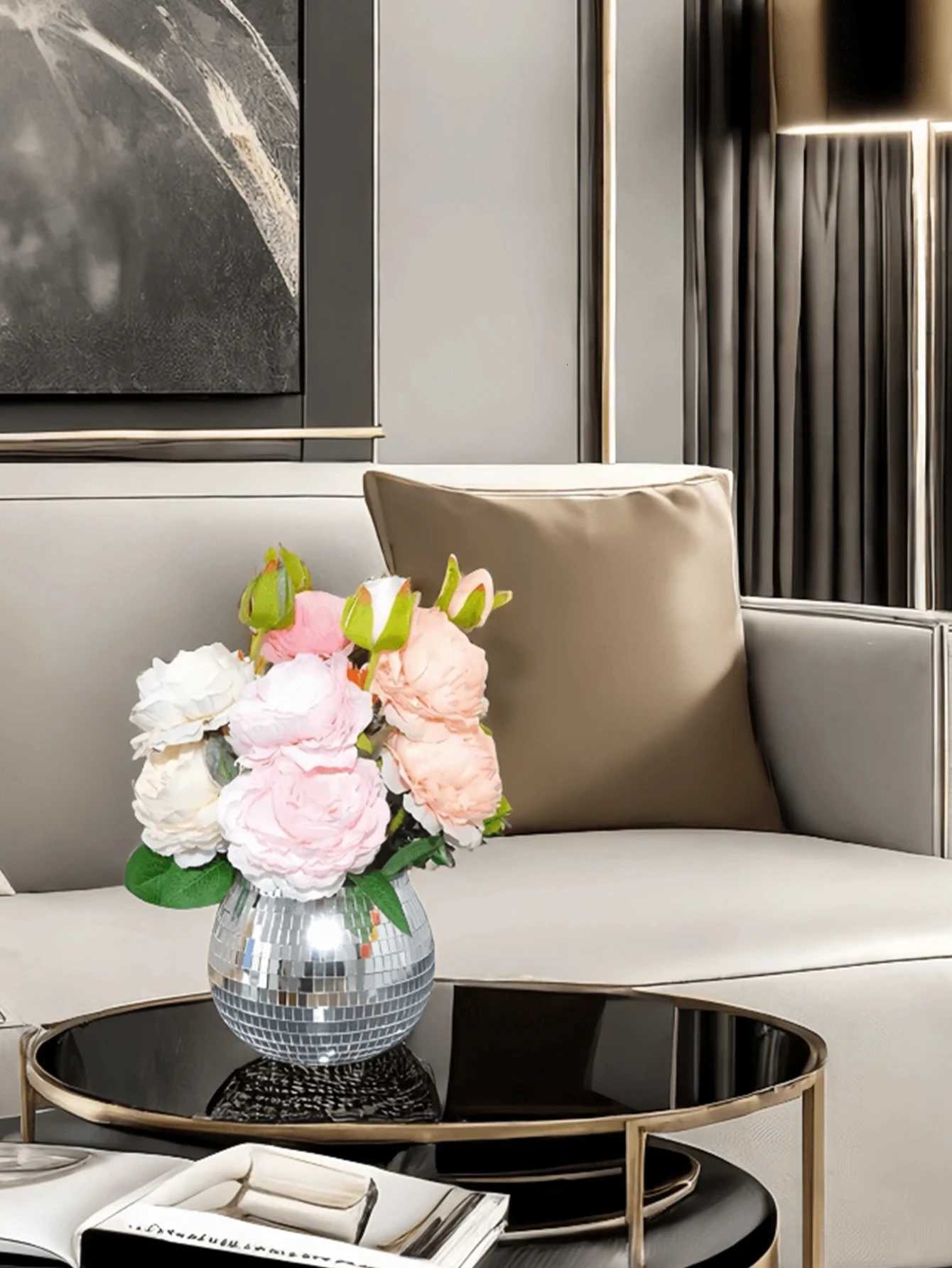 1pc Round Glass Vase Living Room Ornament Shop Atmosphere Decoration Room Pendant Crafts C251124