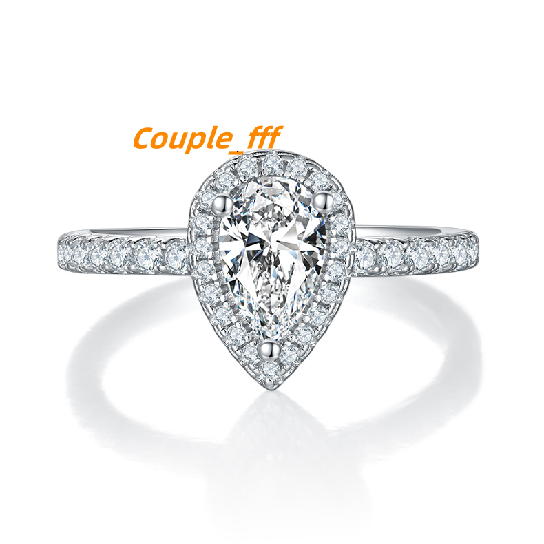 Luxury Designer Jewelry Wedding 925 Silver GRA 1ct Vvs Pear Cut Moissanite Rings for Women