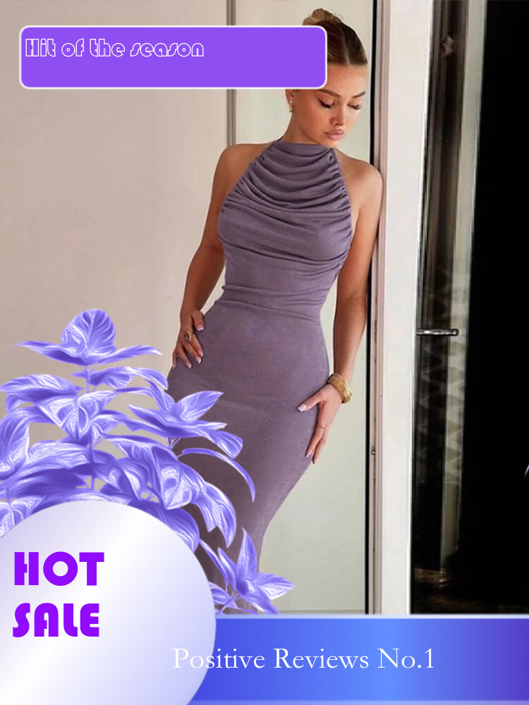 Dongdumaoyi Townlike Elegant Off Shoulder Maxi Long Dress Women Halter Spring Summer Slim Bodycon Backless Sexy Party Dresses