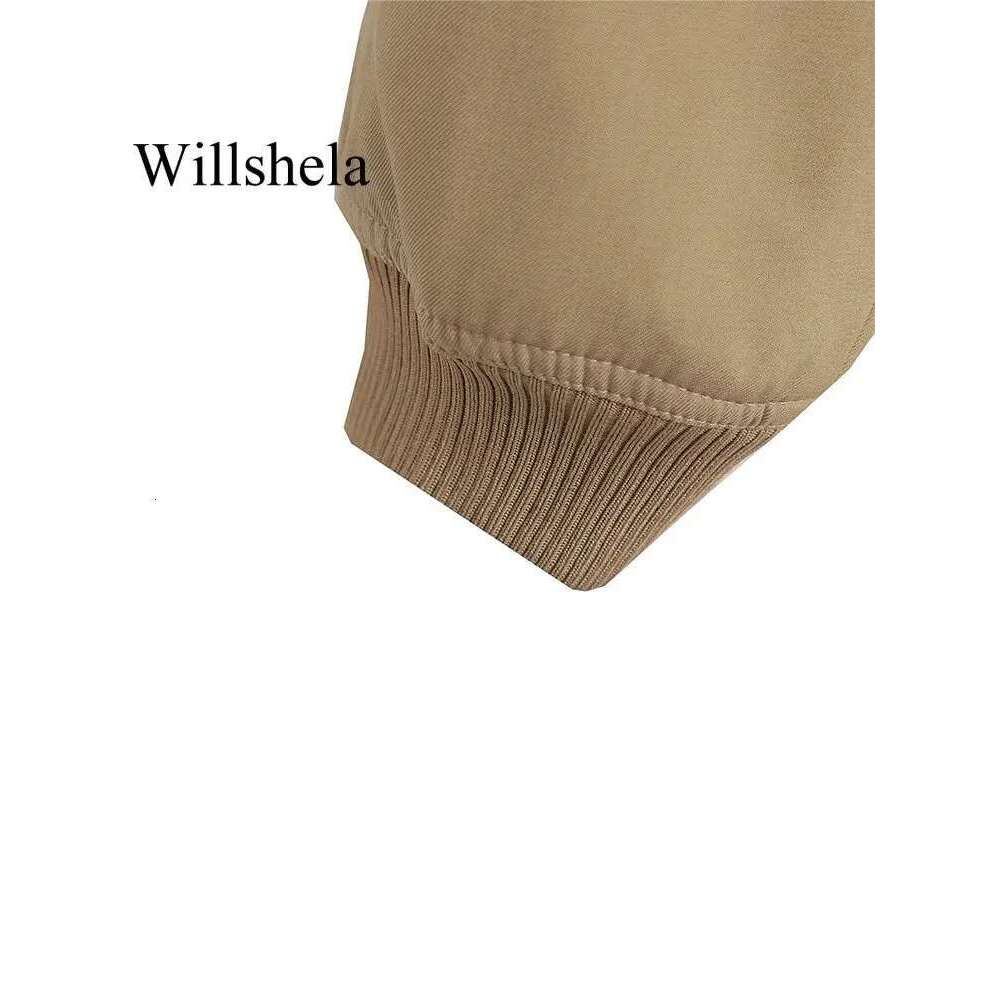 Designer Clothes Willshela Women Fashion Solid Bomber Jackets Coat With Pockets V-Neck Single Breasted Long Sleeves Female Chic Lady Outfits
