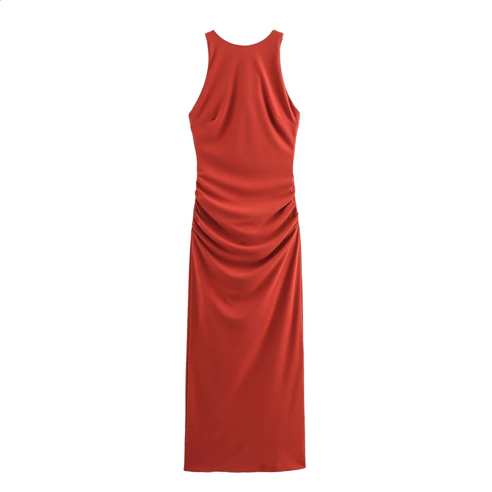 UNIZERA Womens Back Cross n Hanging Collar Midi Dress SpringSummer Casual Wear 250417