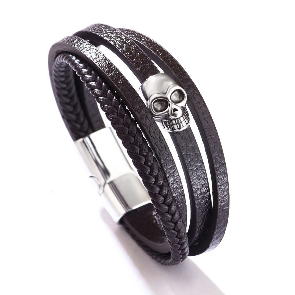 Explosive Punk Style Evil Alloy Magnetic Buckle Skull Head Bracelet