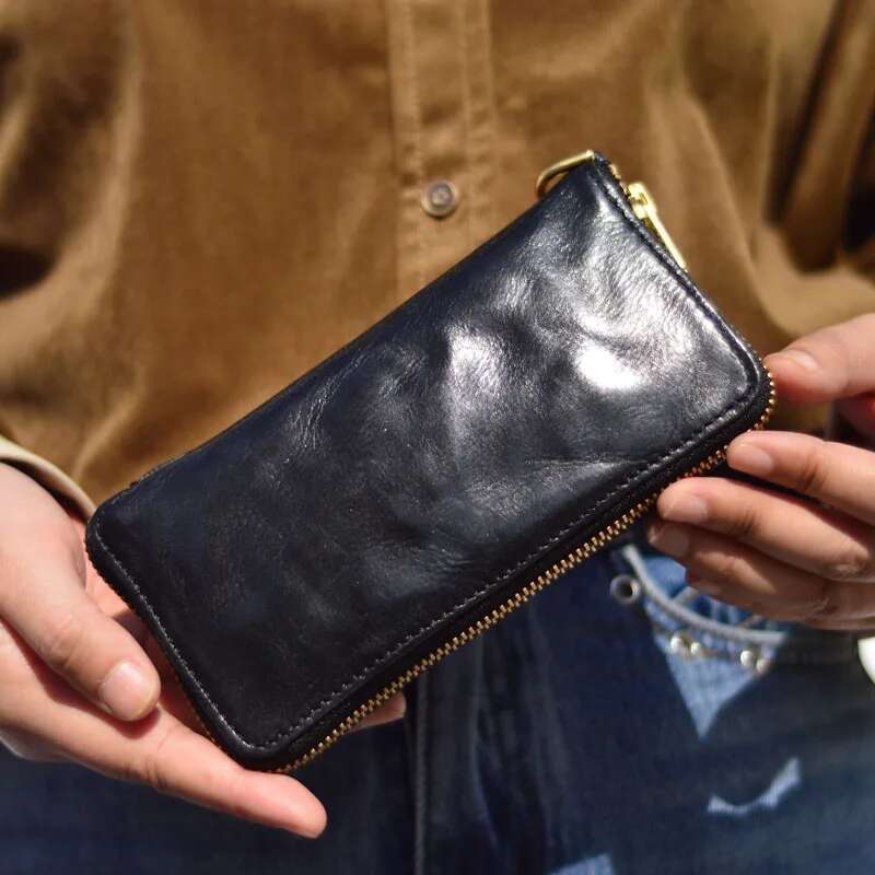 AETOO Original Handmade Wallet Men's Short Horizontal Soft Leather Zipper Vintage Youth Japanese And Korean Personality