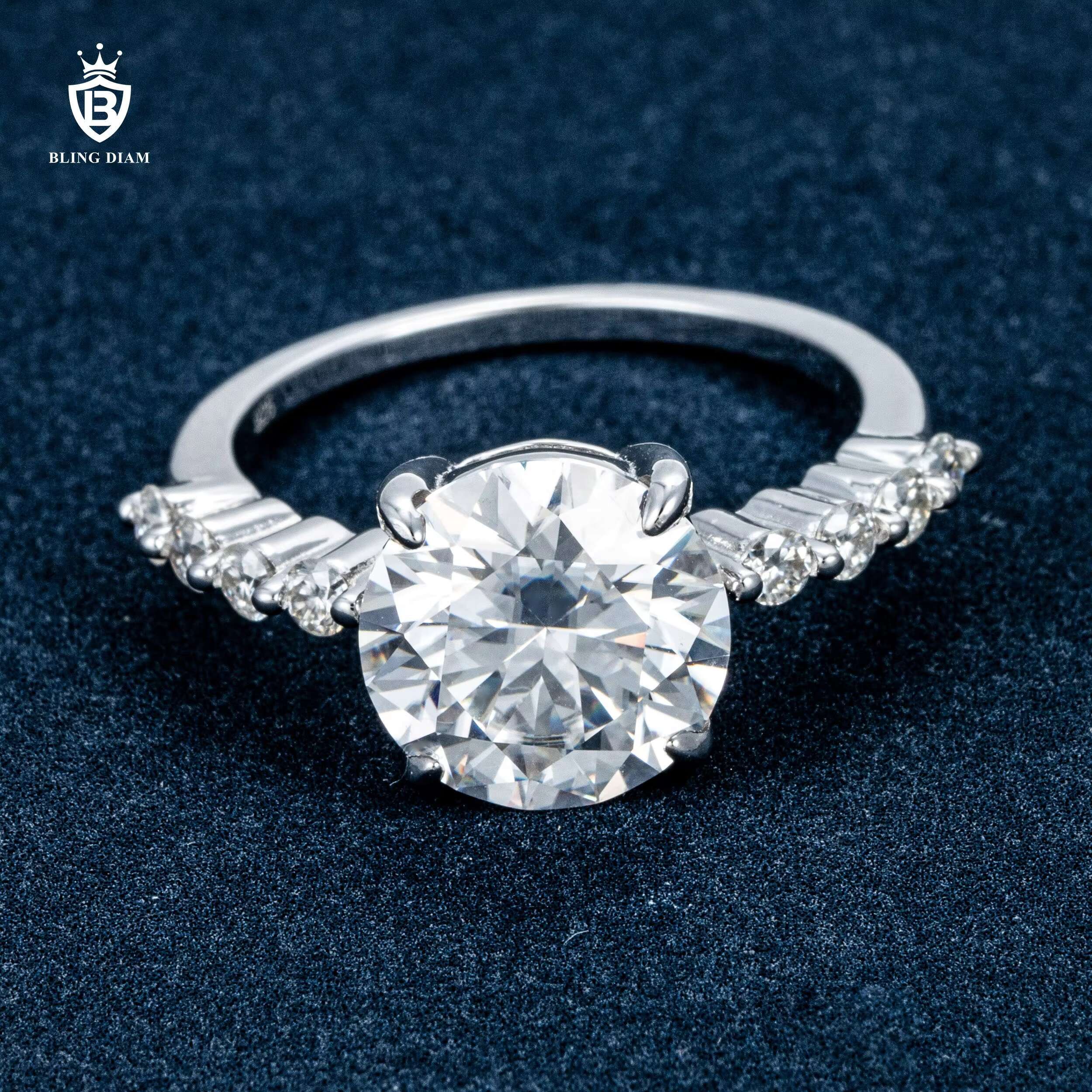 Blingdiam Wedding Engagement Diamond Ring Set Jewelry Women Jewelry 925 Sterling Silver Vvs Round Moissanite Ring for Women