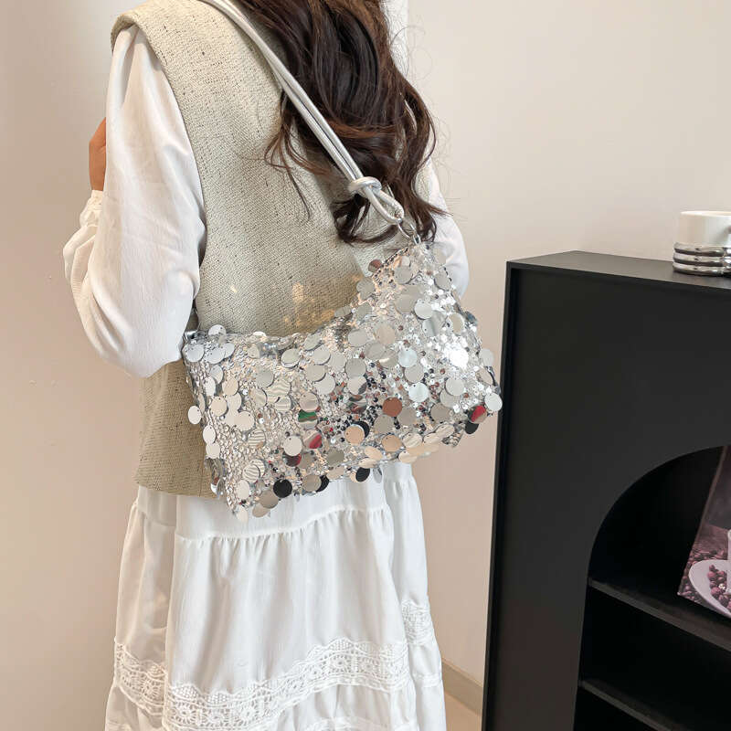 Summer New Armpit Shiny Patch Fashionable And Versatile Bag, Large Capacity Handbag, Dinner Shoulder Bag