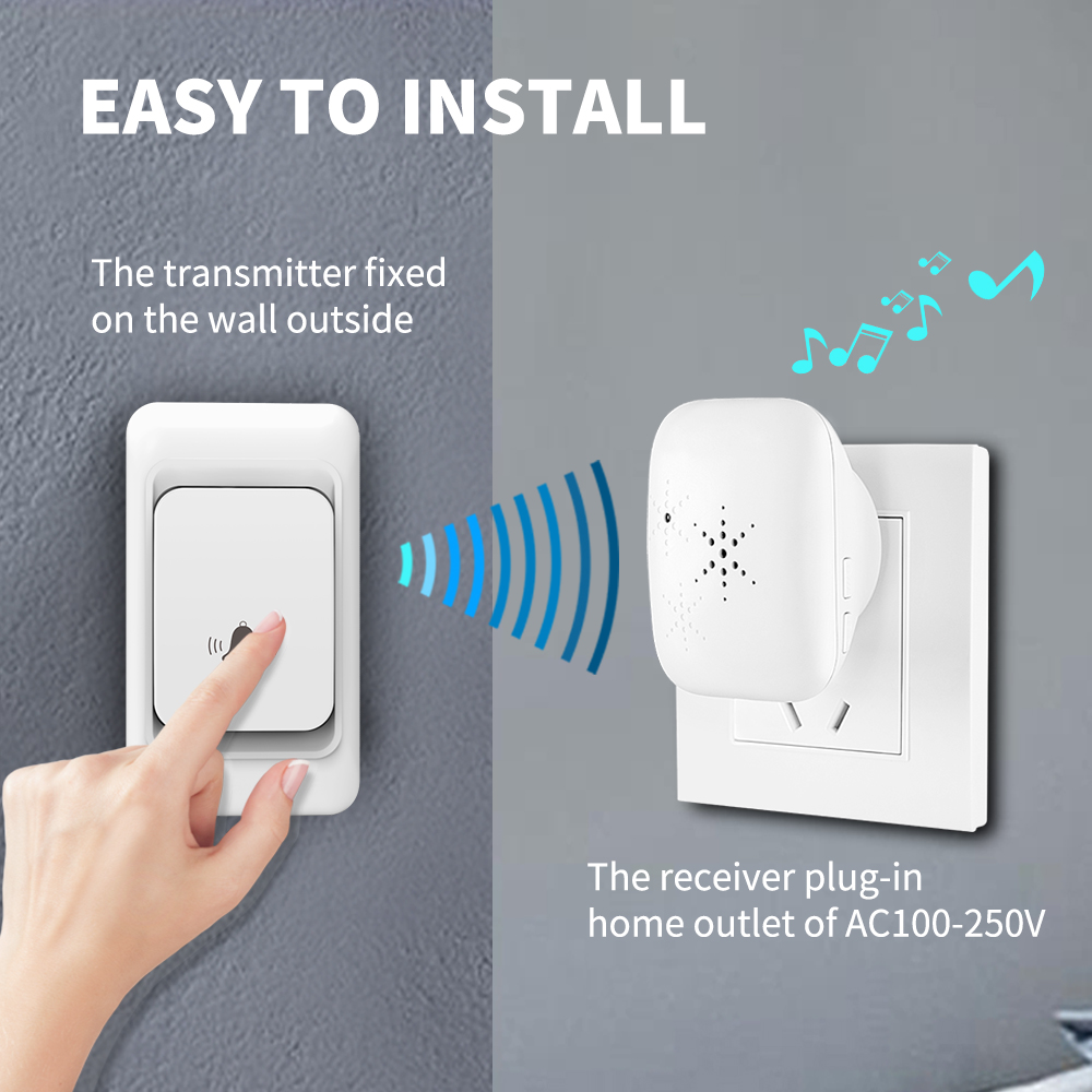 SIXWGH Wireless Doorbell residential doorbell 300M range 38 chime