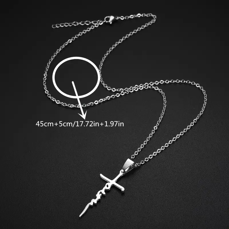 Top Source Temu's New Sweet Cross Stainless Steel Hip Hop Faith Neck Chain Necklace Clavicle