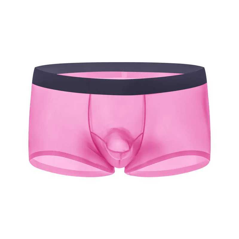 New Arrival Transparent mens underwear ultra-thin silk boxer shorts mid waist elephant trunk bag sexy underwear quick drying underwear Z250424
