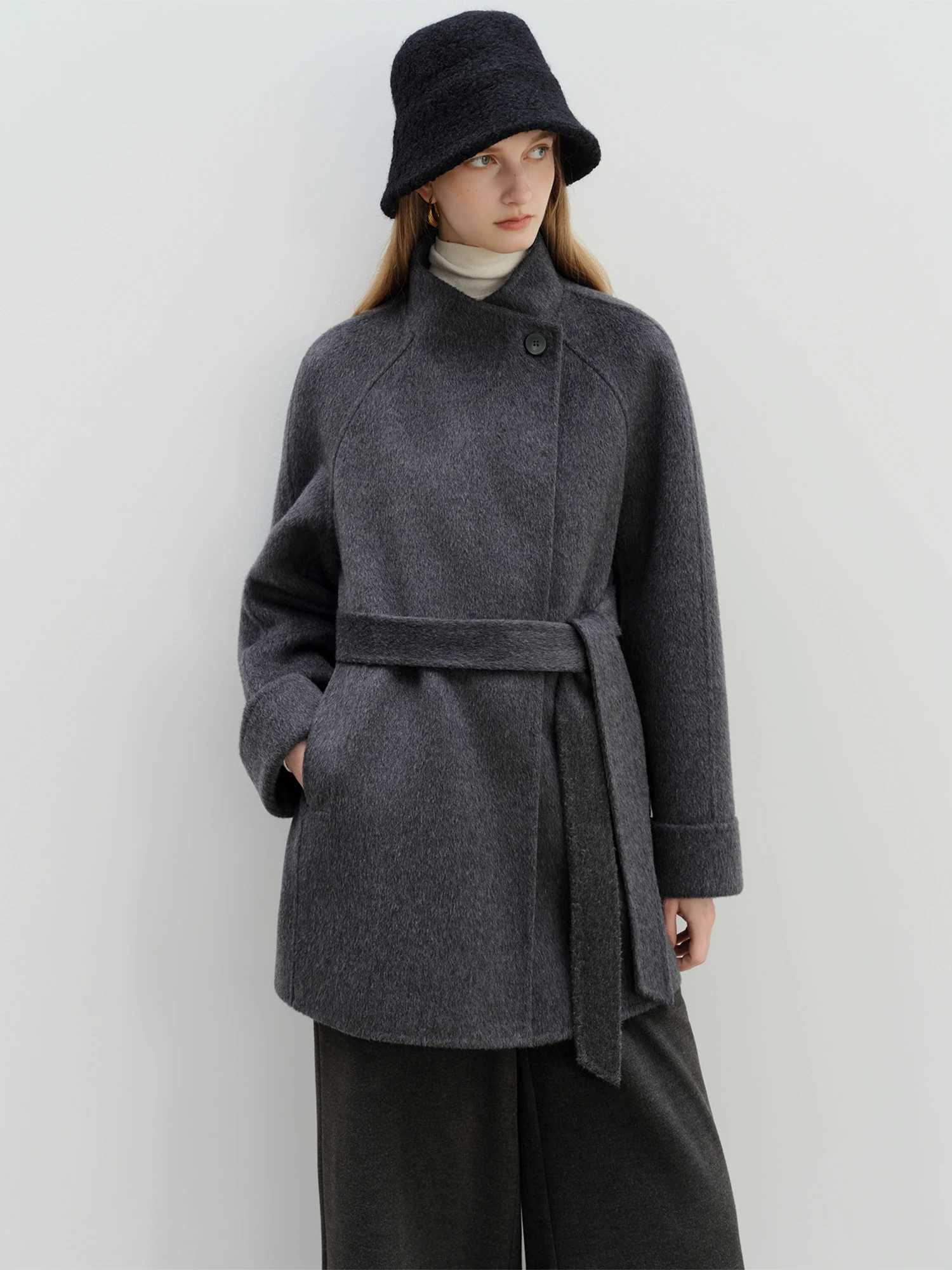 ZIQIAO 2025 New Arrival Chic Double Sided Camel Wool Blend Coat Elegant Short Jacket with College-Inspired Design Autumn Winter J251124