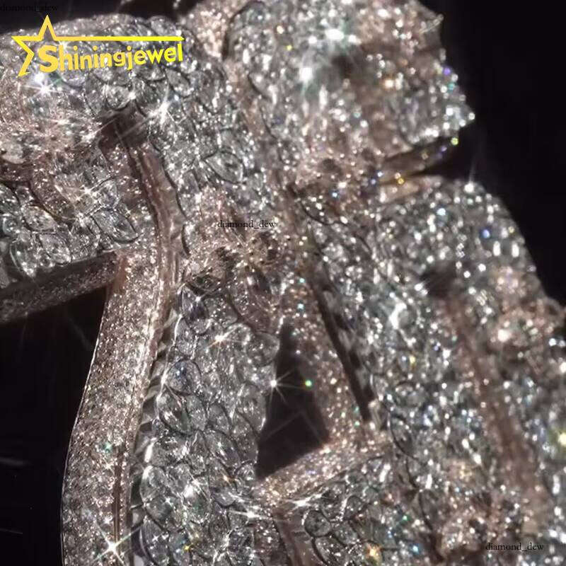 Fancy Cut Hip-Hop Men's Sterling Sier VVS Moissanite Inlaid Numbered Iced Pendant