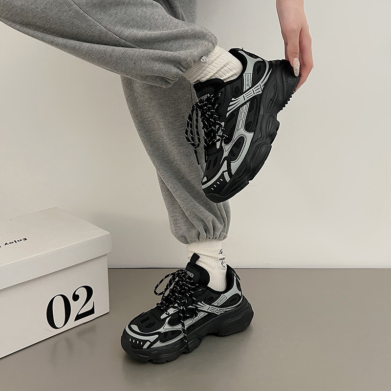 Designer Shoes Men's Chunky Dad Shoes 2025 new Spring New Style Black Warrior INS Internet Celebrity Little Black Shoes Men's Fashion Sports