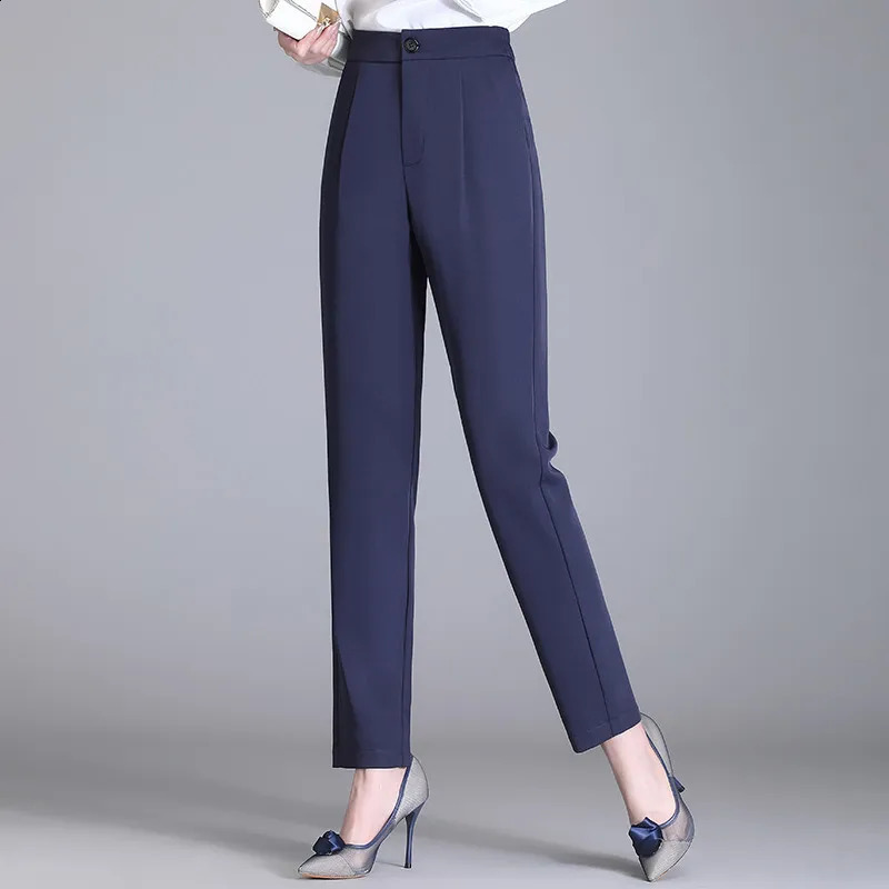 Blue High Waisted Narrow Version Straight Leg Pants For Womens Spring And autumn Loose Suit Pants Oversized Loose and Slimming 250421