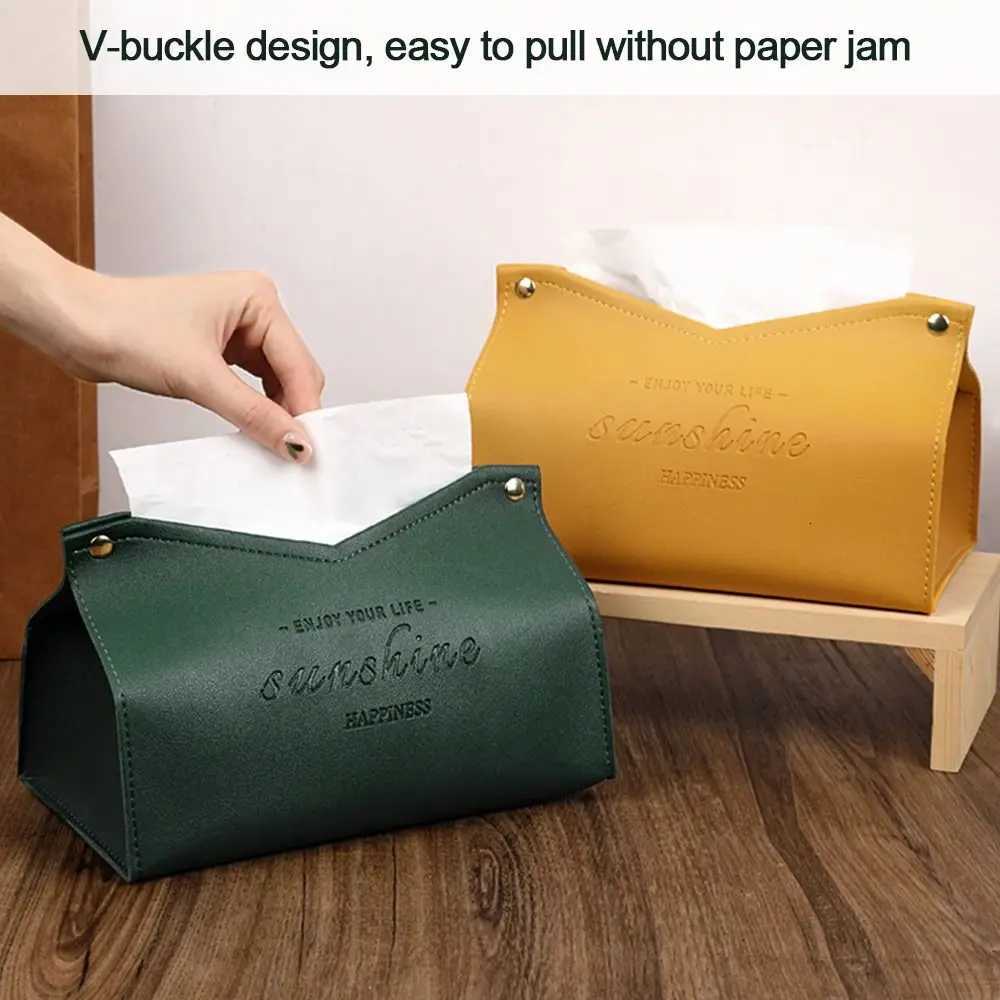 Leather Tissue Case Car Tissue Box Home Living Room Decoration Bedroom Kitchen Desktop Nordic Large Storage Box Napkin HolderM251124