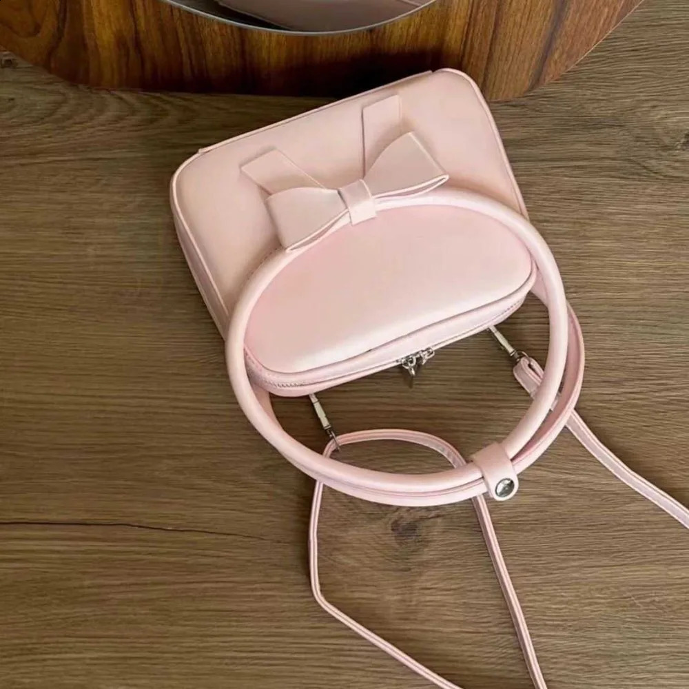 Womens Handbag Trend Sweet Fashion Bow Small Square Bag Versatile Solid Color Single Shoulder Cross Bag 250418