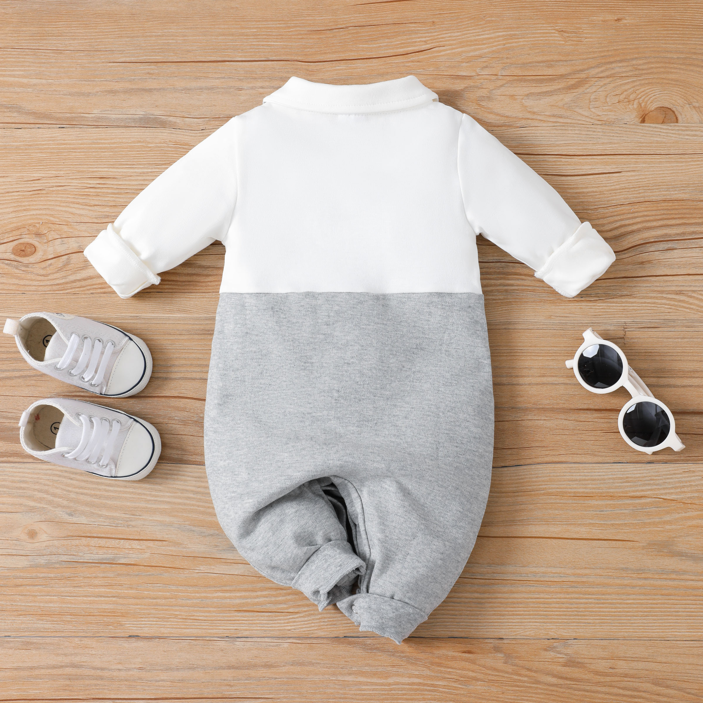 PatPat Baby Boy 95% Cotton Faux Layering Jumpsuit