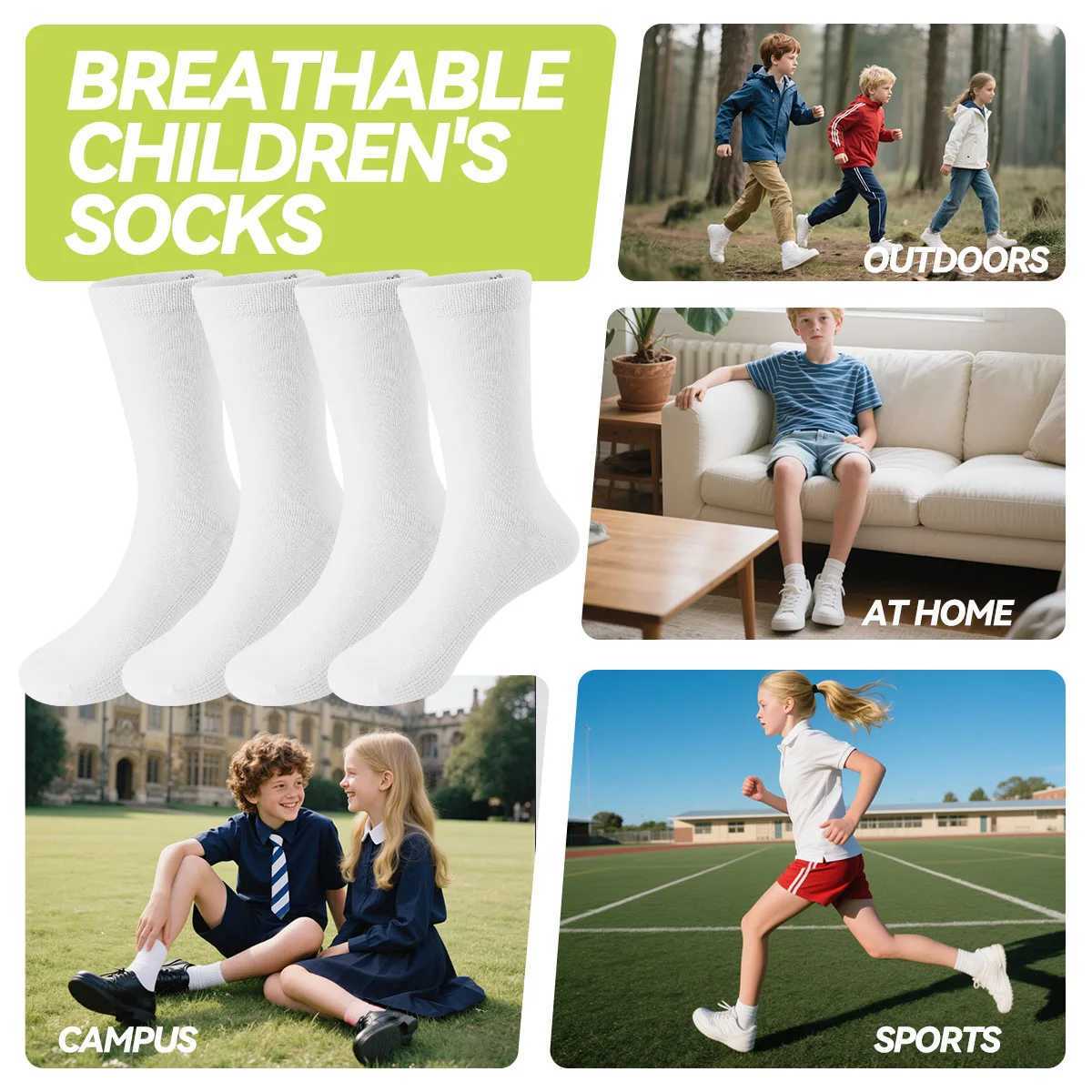 Childrens Summer Thin Crew Socks - Mesh-Sole Structure Breathable Boneless Seam for Students and Teens Sports Wear Cotton Long G251124