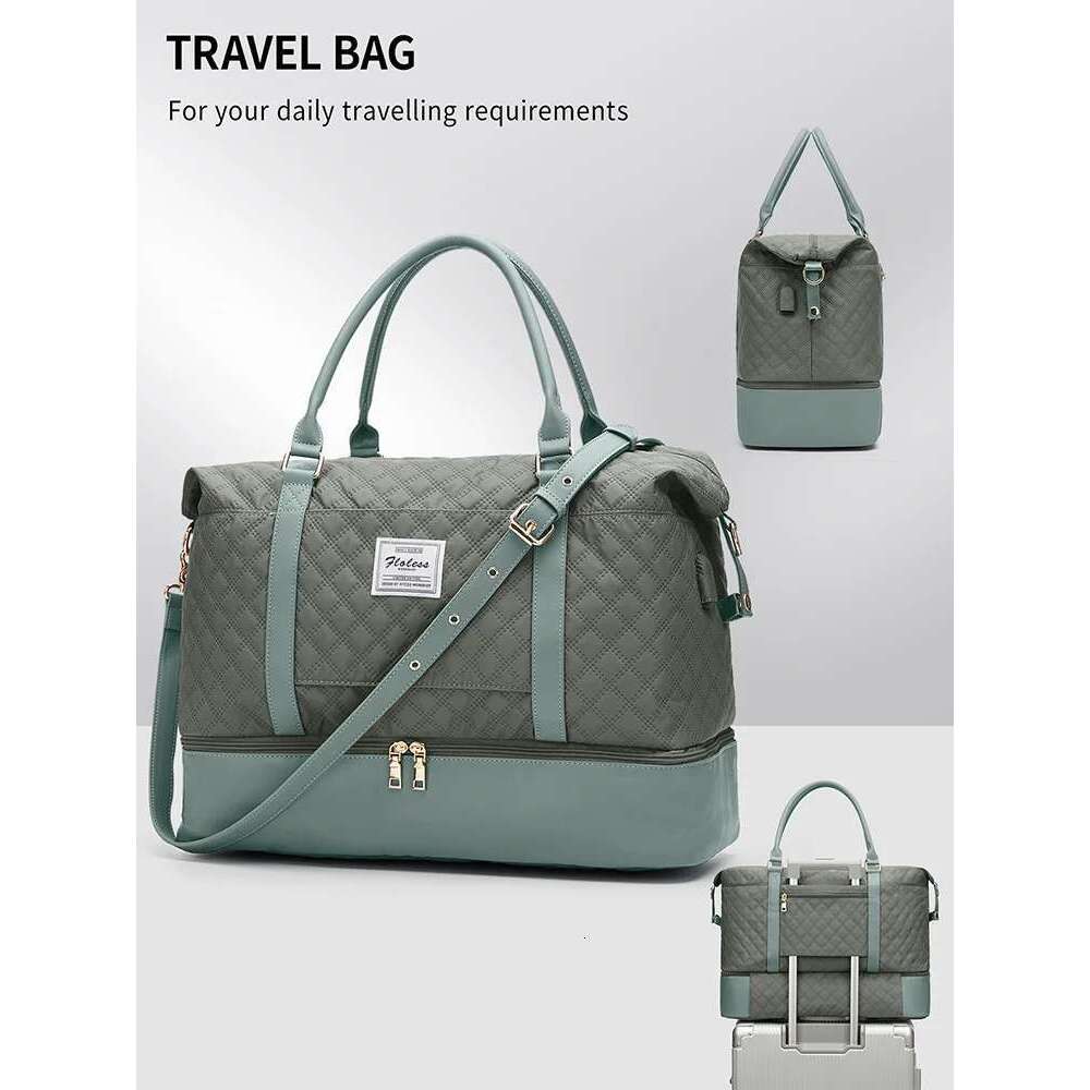 Folding Duffel Airlines Carry On Lage Bag For Women, Large Capacity Sports Weekends Overnigh Travel Storage