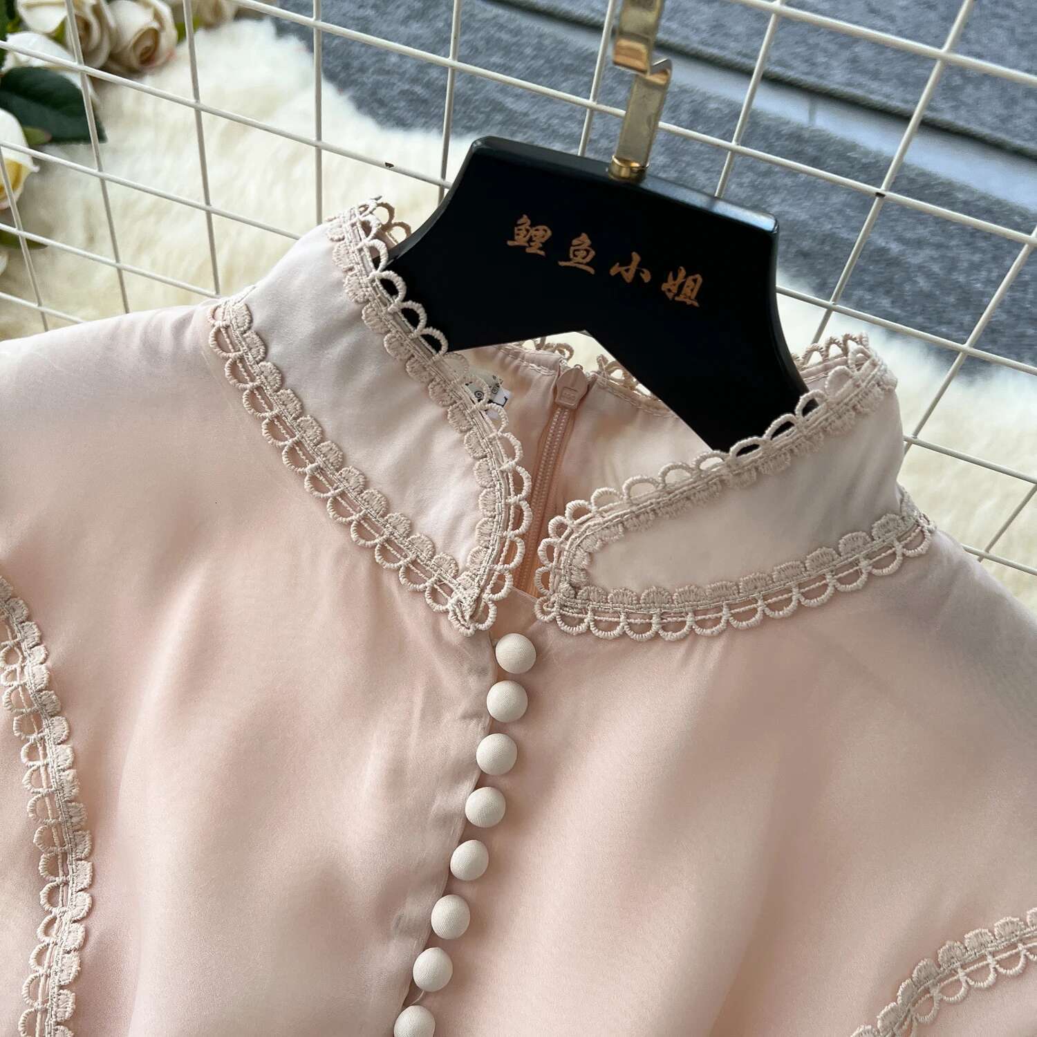 Short Dresses Shirt Women Spring Autumn Single Breasted Stand Collar Embroidered Crochet Formal Ocn Party Vestidos