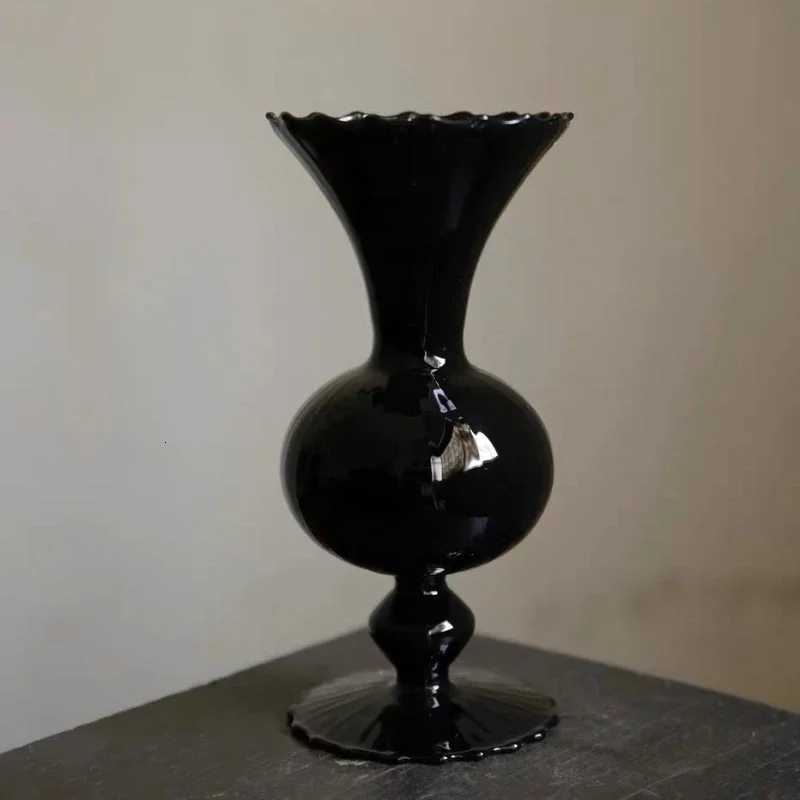 European Minimst Medieval Black Nitrate Glass Vase Living Room Bedroom Dining Table High-end Decoration Exquisite Ornaments C251124