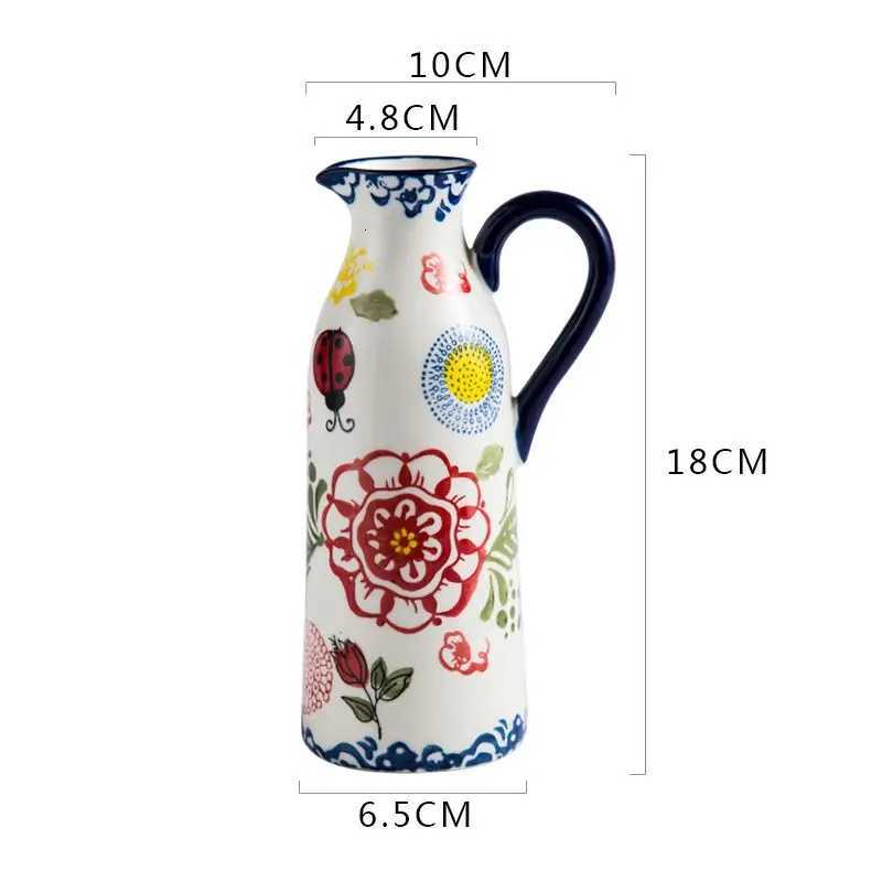 Ins Light Luxury Vintage Kettle Ceramic Vase Ornament Living Room Flower Arrangement Creative Milk Jug Flowers Seasoning Bottle C251124
