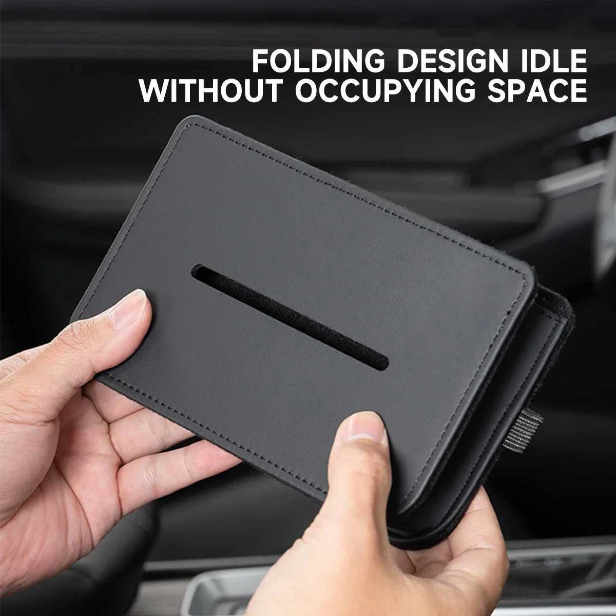 Car Tissue Box Holder with Fix Strap Microfiber Leather Car Center Console Armrest Napkin Box Sun Visor Backseat Tissue CaseM251124