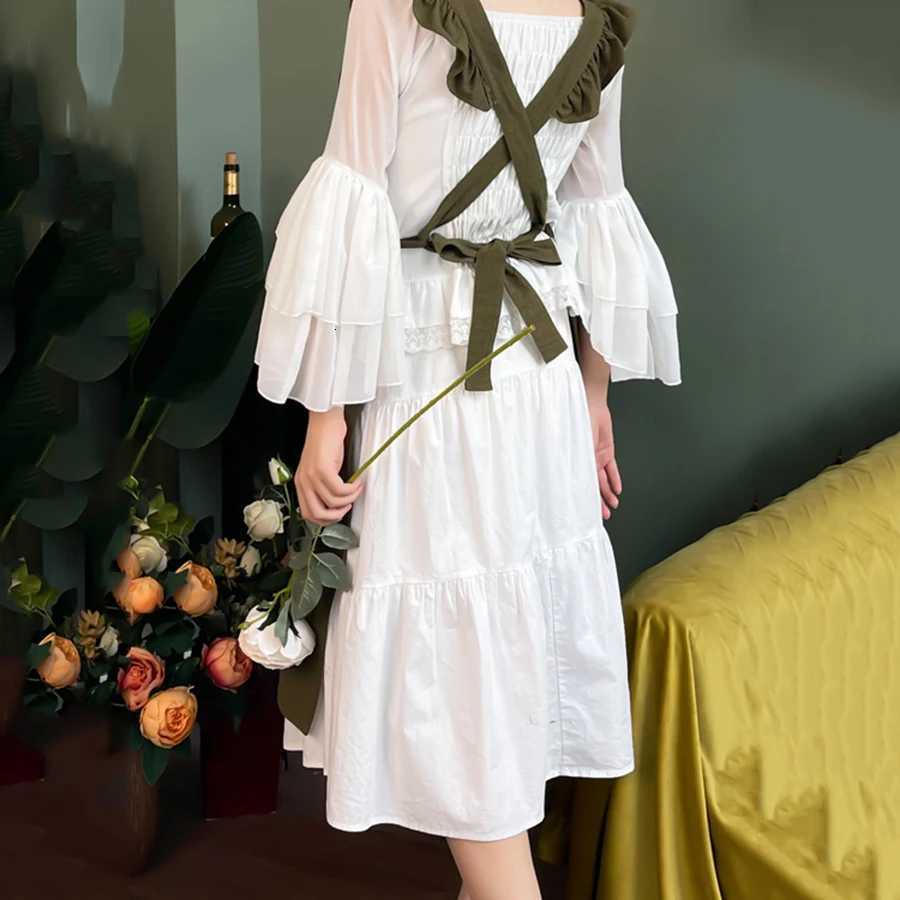 Cross Back Apron Kitchen Apron Ruffled with Pockets for Chef Gardening Pink Work Women with Big Pinafore Dress Cooking Baking C251124