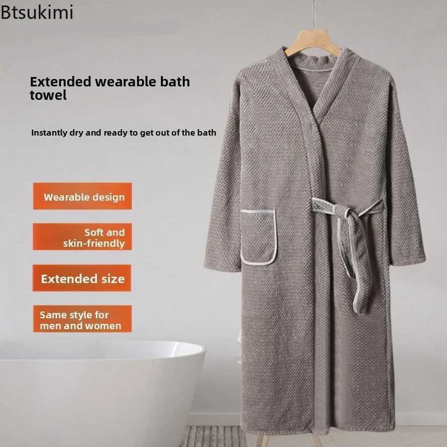 Terry Bathrobe Sleepwear Nightgown Winter Towel Material Long Home Dressing Gown Absorbent Yukata Pajamas Robe for Women and Men C251124