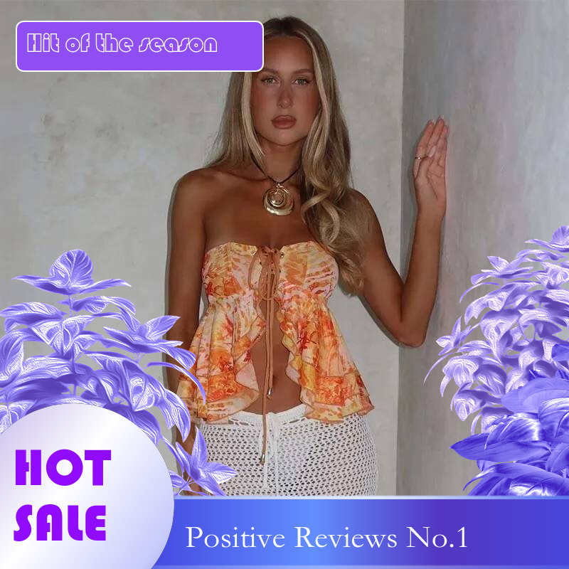 Dongdumaoyi Townlike Slim Bodycon Wrap Waist Print Sexy Party Strapless Crop Women Corset Top Spring Summer Streetwear Women S Tight Underwear